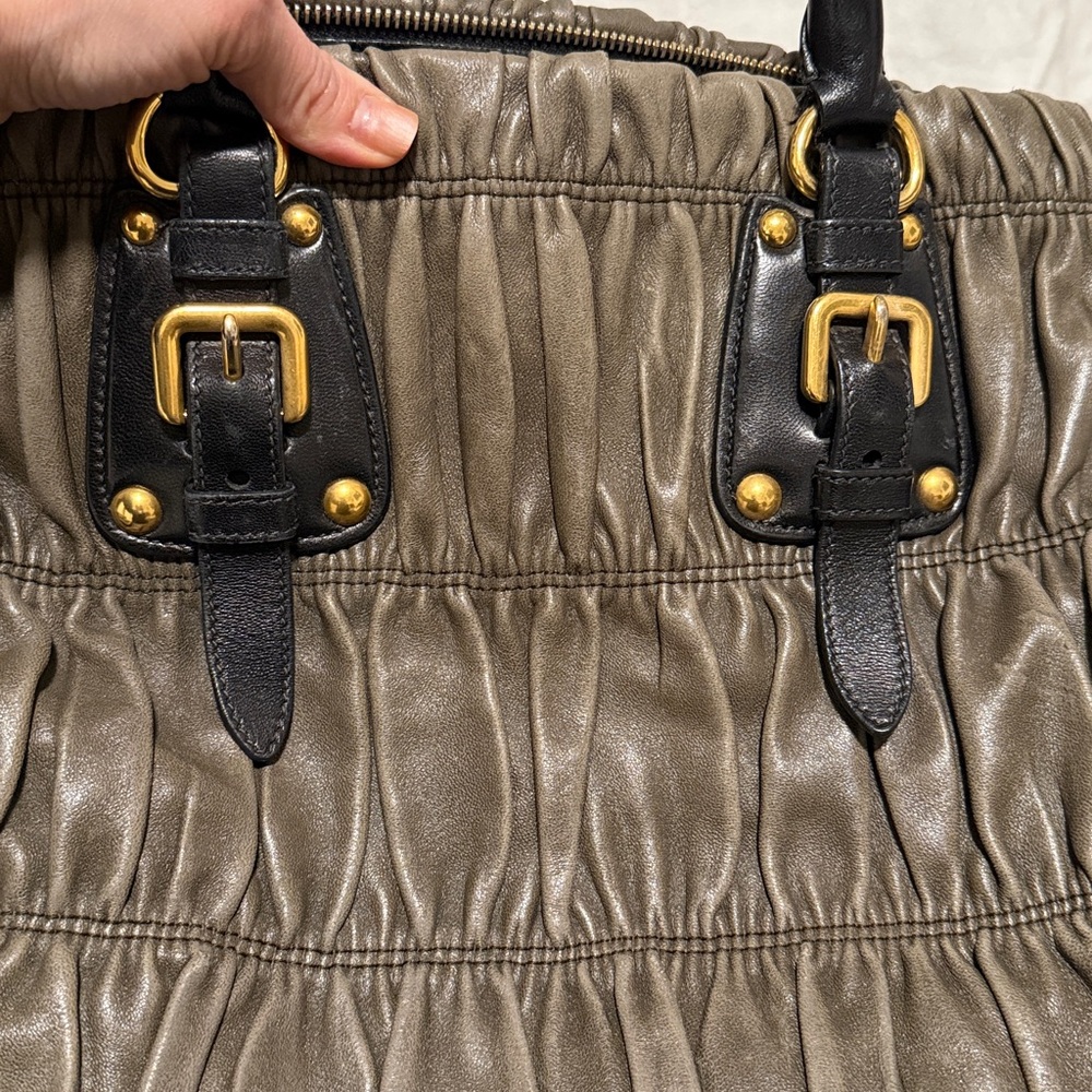 Prada Gray Leather Tote Bag - Picture 8 of 9